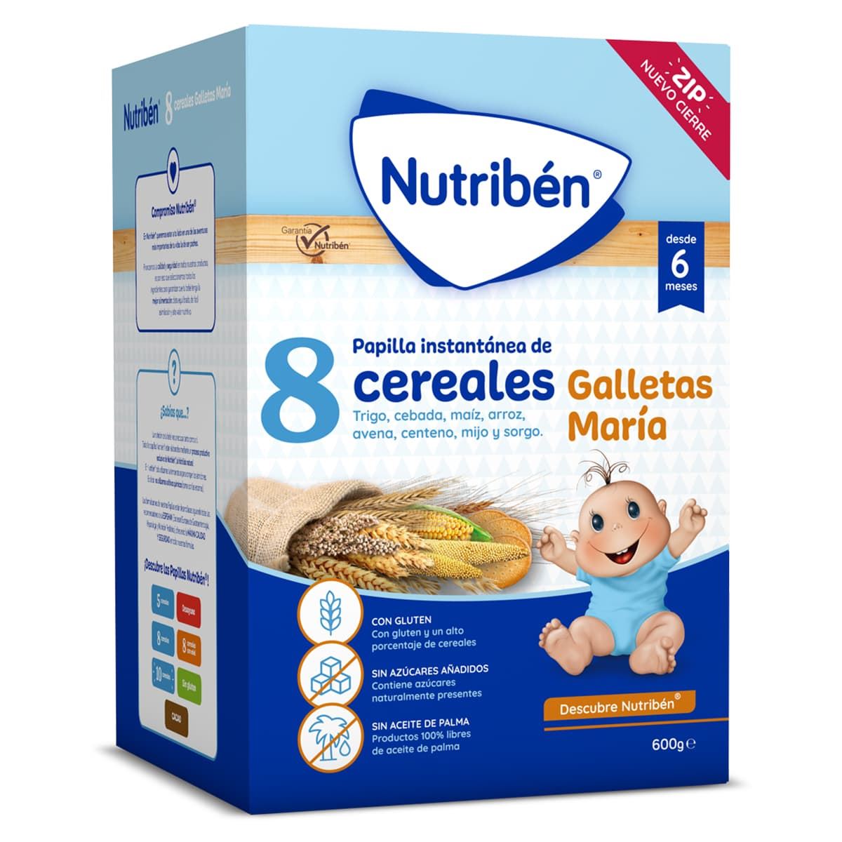 NUTRIBÉN 8 CEREALES GALLETAS MARÍA 600G - Imagen 1