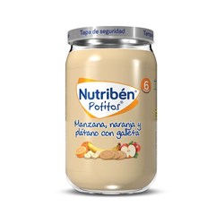 POTITO MANZANA, NARANJA, PLÁTANO CON GALLETA NUTRIBÉN - Imagen 1