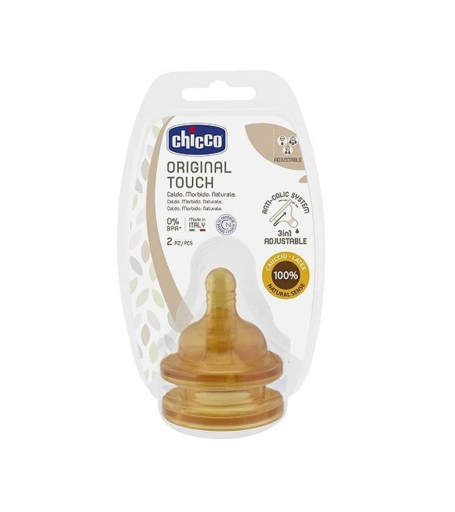 TETINA FLUJO LENTO, REGULABLE Y PAPILLA ORIGINAL TOUCH LÁTEX 2UD 2-4M CHICCO - Imagen 1